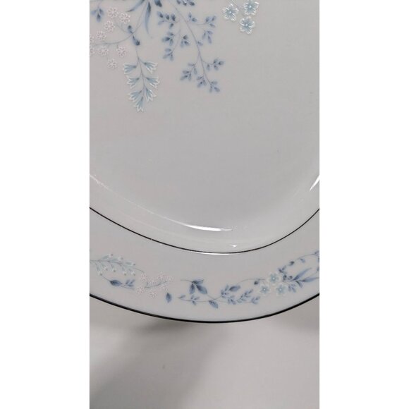 Noritake Carolyn Oval Serving Platter White Blue Floral Silver Trim Porcelain - Picture 7 of 13